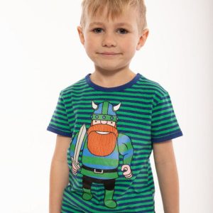 Danefae Erik the Viking Stripe T-Shirt – Green/Royal Blue