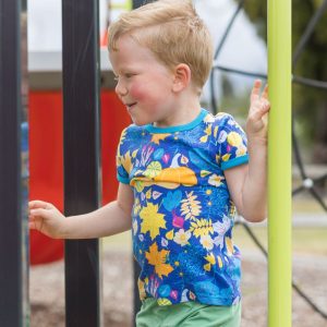 DUNS Sweden Kids Fall Flowers T-shirt – Blue