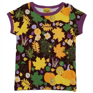 DUNS Sweden Kids Fall Flowers T-shirt – Brown/Purple
