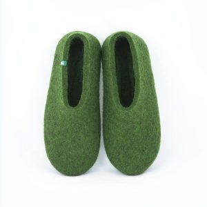 Green wool felt slippers for home or office, men’s home shoes, comfortable and warm, best gift ideas for men