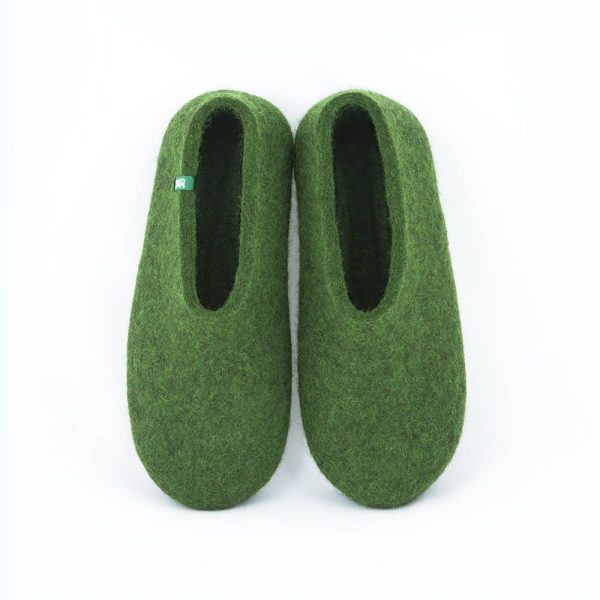 Green wool felt slippers for home or office, men’s home shoes, comfortable and warm, best gift ideas for men