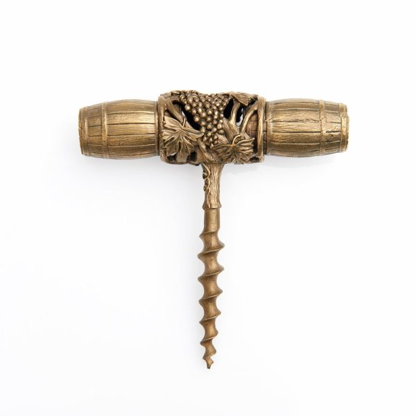 Corkscrew “wine barrels”, brass, 110 mm.