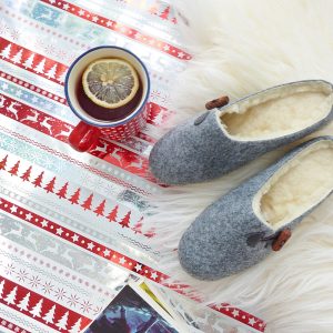 Christmas Gift Built Up Slippers Cold Feet Winter Home Shoes Housewarming Present Felted Ballerinas Home Office Comfort Women’s Fur Slippers