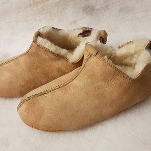 Women Sheepskin Slippers , Men’s Indoor Shoes, Natural Leather, Handmade, Warm and Soft, Sheepskin Boots, Suede Sole with Rubber Spots.