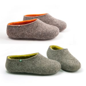 Women’s Eco Felted Slippers made of natural sheep wool and merino wool, Comfort shoes for home or office.