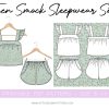 Kids Loungewear pattern pyjama set sizes 8, 9, 10, 12, 14 including easy t-shirt and elastic shorts A4 PDF downloadable sewing pattern