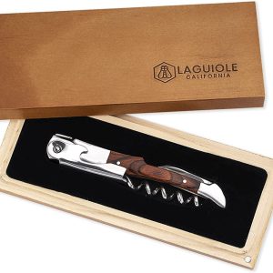 Laguiole California Waiters Corkscrew – Rosewood – Wine Bottle Opener for Bartenders & Gifts – Stored in a California Oakwood Gift Box