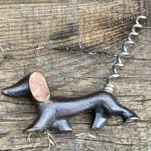 Soviet Vintage Corkscrew DOG Dachshund Bottle Opener Brass Mid Century