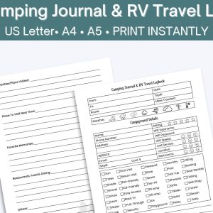 Printable Camping RV Journal | Digital Travel Log | Campsite Tracker PDF | Adventure Planner | Outdoor Trip Organizer