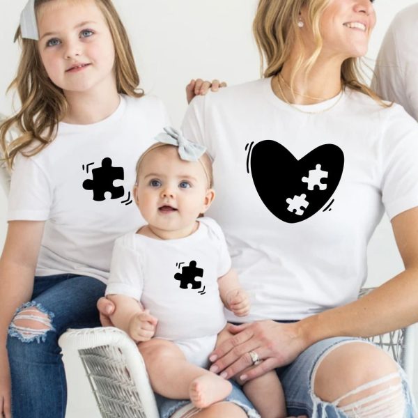 Family puzzle matching shirts and baby bodysuits. Missing piece family matching set. Mother’s Day gift. Puzzle family outfit.