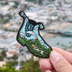 hiking boot patch // outdoor, camping, river, mountain patch