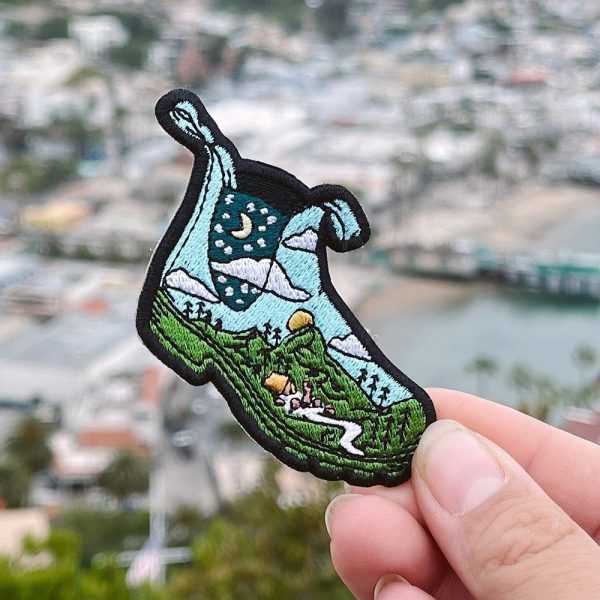 hiking boot patch // outdoor, camping, river, mountain patch