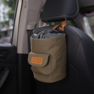 4L Car Trash Can , Leak-Proof Car Trash Bag, Waterproof Hanging Garbage Bin – Army Green