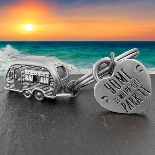 LANOLU keychain caravan gift, motorhome gift for camping and for campers, 3D trailer caravan accessories metal