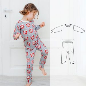 Children’s Pajama Set sewing pattern, newborn to 12 years, Kid’s t-shirt and pants sewing pattern set, lounge set pattern
