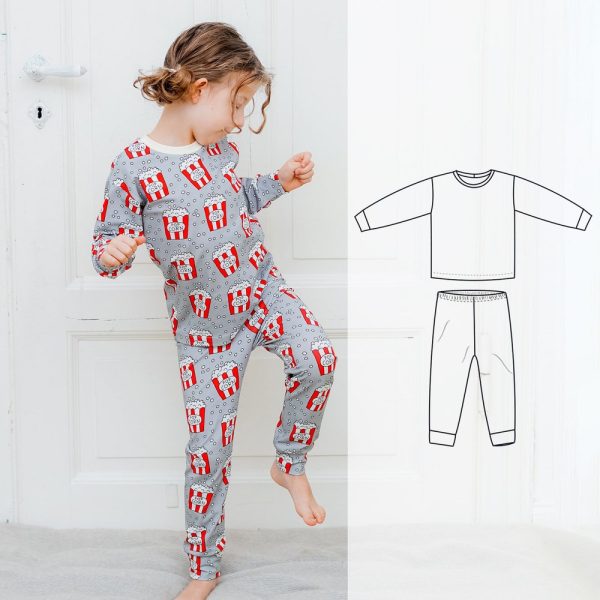 Children’s Pajama Set sewing pattern, newborn to 12 years, Kid’s t-shirt and pants sewing pattern set, lounge set pattern