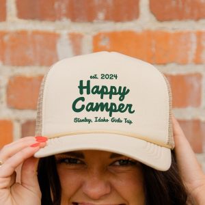 Happy Camper Hat – Custom Trucker Hat – Bachelorette Hat – Last Trail Before the Veil Bach – Bridesmaid Gift – Baseball Cap – Custom Hat