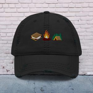 Camping Trio Embroidered Distressed Dad Hat, Smores Campfire Hat, Camping Outdoor Lover Granola Girl Gift