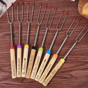 Personalized Grill Stick,Engraved Marshmallow Stick,Telescopic Skewer Gift,Fire pits BBQ’s,Engraved Camping Fork,Camping Gifts,Hot Dog Stick