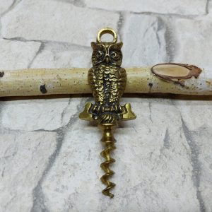Corkscrew, Metal Opener for Wine Bottle, Brass Bronze Metal Corkscrew, Owl Corkscrew, Wine Lover Gift, Bird Corkscrew, Man Cave Corkscrew