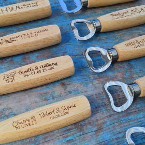 Custom Wooden Bottle Opener, Bulk Wedding Favor for Guests, Personalized Groomsmen Gift, Party Favors, Business Promotional Items. AA192