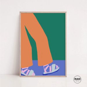 Colorful Printable Wall Art – Fun Illustration of Legs in Slippers – Vibrant and Playful Home Decor – Instant Download, Bold wall art