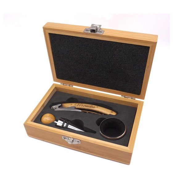Bamboo wine set box with individual engraving – wine box gift