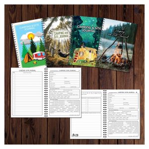 Designer Camping/Site Journal | Campsite Review | A5 148mm x 210mm | 51 Double sided Pages | Printed on quality 120gsm | Split Wiro
