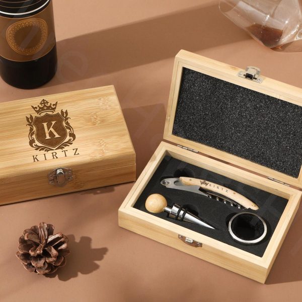 Personalized Engraved Wine Corkscrew Gift Box | Custom Name Fine Wine Gift Sets | Exclusive Gifts for Wine Lovers