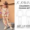 Sewing pattern – jersey pyjamas for children – 3 to 14 years old – instant PDF