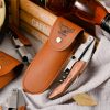 Vintage scrimshaw bone-carved fish shaped handle corkscrew wine bottle opener 1960