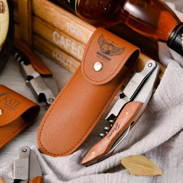 Personalised Corkscrew Engraved,Custom Groomsmen Gift,Groomsmen Wine Opener, Birthday Gift, Fathers Day Gift, Wood Handle Bottle Opener