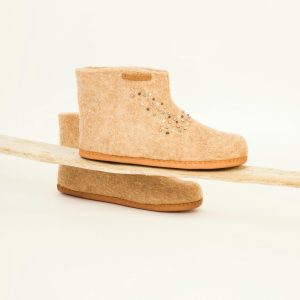 Office Warm Wool Booties Breathable Wool Felted Slippers Flexible Indoor Shoes Antibacterial Shoes Gift for Her.