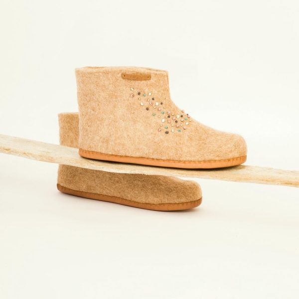 Office Warm Wool Booties Breathable Wool Felted Slippers Flexible Indoor Shoes Antibacterial Shoes Gift for Her.