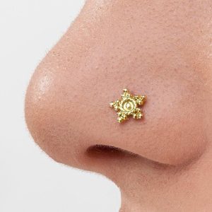 22k Nose Stud, Gold Nose Stud, Star Nose Stud, Indian Nose Stud, Corkscrew Nose Ring, Gold Nose Ring Stud, Nose Stud 14k, Nose Pin, SKU107