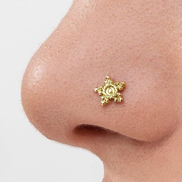 22k Nose Stud, Gold Nose Stud, Star Nose Stud, Indian Nose Stud, Corkscrew Nose Ring, Gold Nose Ring Stud, Nose Stud 14k, Nose Pin, SKU107