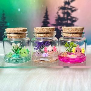 Axolotl Families – Re-stocked 4/17. Miniature Axolotl in a Bottle Tiny Terrarium Buddies / Desk Pet / Mini Axolotl Jar / Adopt a Pet Axolotl