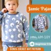 Sewing pattern – jersey pyjamas for children – 3 to 14 years old – instant PDF