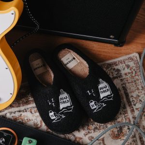 Dead Tired Slippers by Pyknic | Comfy, Plush Warm Fleece Slippers for Coffee Lovers, Foodies, Tattoo Art, Coffee Mug