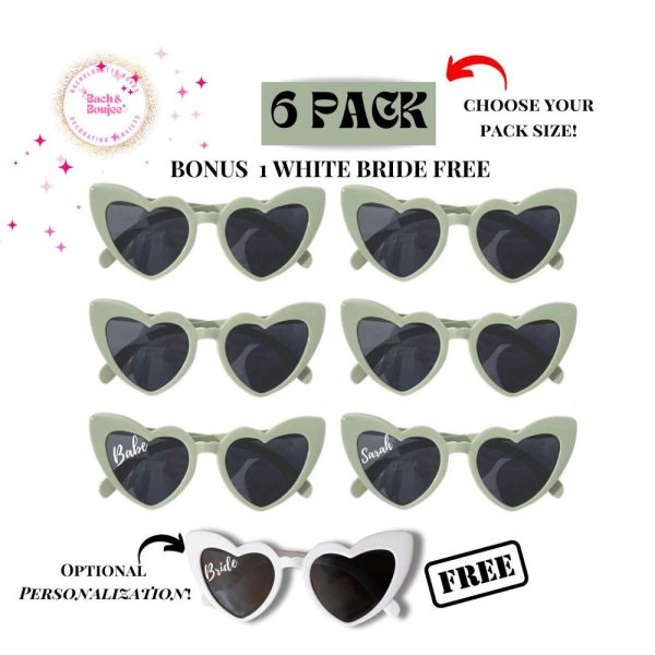 Camp Bachelorette Green Sunglasses Camp Bach Accessories Lets Get Toasted Bride Gift for Bridesmaids Personalized Hen Party Heart Sunglasses