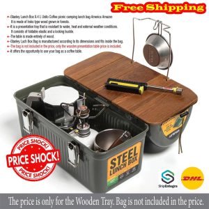Water resistant for Stanley Lunch Box. Handmade  wooden tray. It is made of iroko tree growing in the American Amazon forests. Natural 9.4L
