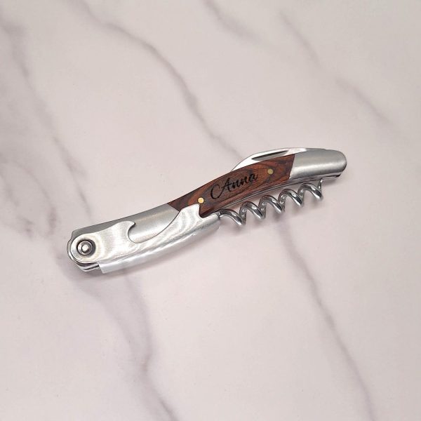 Premium waiter’s knife with individual engraving – wine opener corkscrew