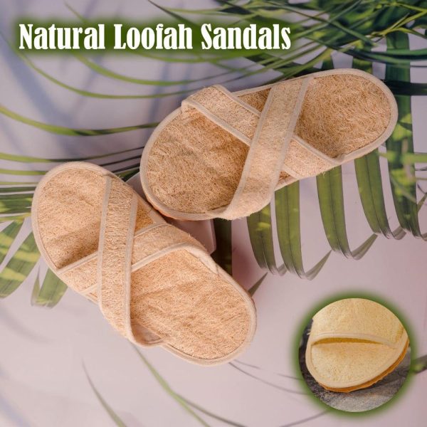 Natural Loofah Sandals, Loofah Slippers, Office Slippers, Massages the soles of the feet, absorbs foot sweat, Size 35-43.