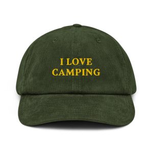 I Love Camping Hat Embroidered Corduroy Cap Outdoor Adventure Hat Camper Gift Hiking Nature Lover Accessory Trendy Aesthetic Travel Cap