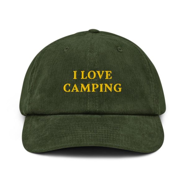 I Love Camping Hat Embroidered Corduroy Cap Outdoor Adventure Hat Camper Gift Hiking Nature Lover Accessory Trendy Aesthetic Travel Cap