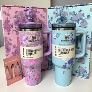 Custom Love Shack Fancy Stanley Tumbler Cup 40oz, Love Shack Fancy Stanley Camping Quencher with Handle & Straw Twist On 3-Way Lid Cupholder