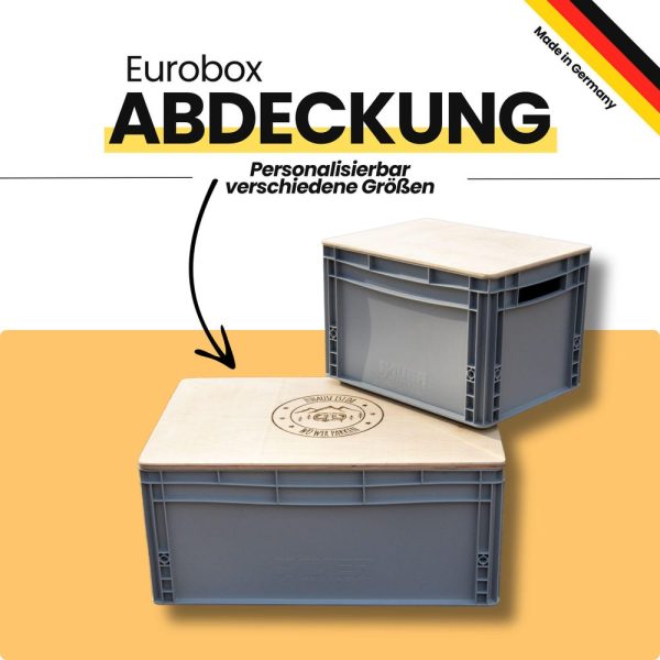 Eurobox lid made of multiplex – customizable | Wooden cover for Eurobox | Camping accessories | Stool | Workshop table top