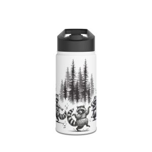 Playful Raccoon Stainless Steel Water Bottle | Fun Outdoor Gift, Summer Hydration, Camping Accessories, Eco-Friendly Travel