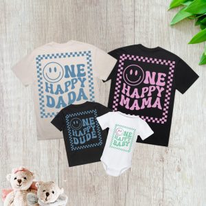 Custom ‘One Happy Mama/Dude/Dada’ Tee – Personalized Family Shirt, Minimalist Parent Gift, Matching Family Outfit