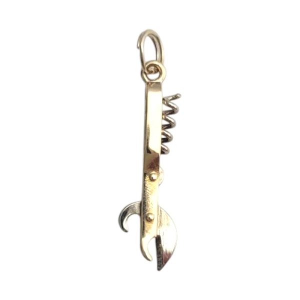 14k Yellow and White Gold Articulating Mini Corkscrew Charm #21082